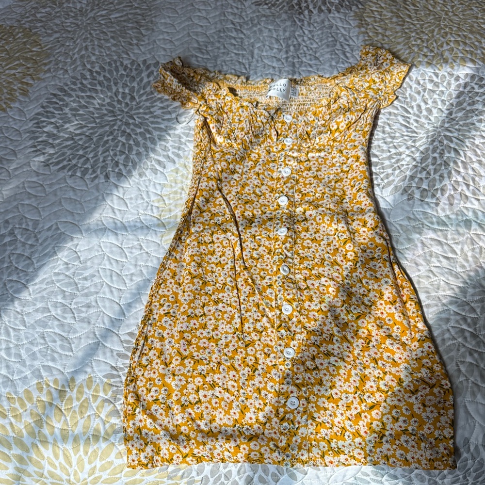 Floral Yellow Off-Shoulder Dress